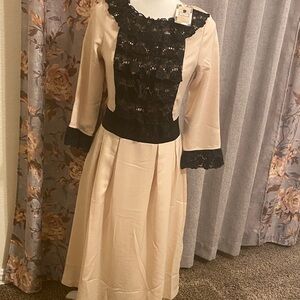 Dainty Jewells Cream and Black Midi Dress